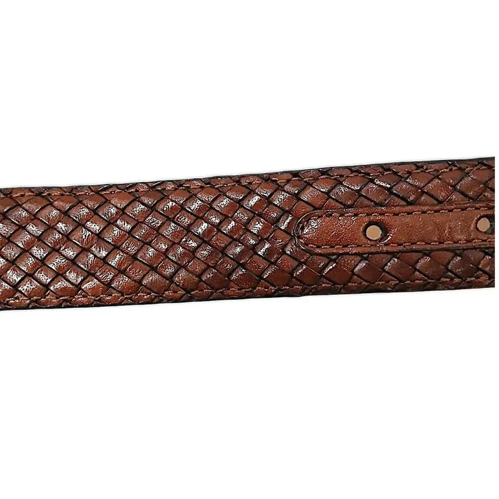 Cole Haan Men's Woven Leather Belt Brown 36 / 90‎ Intricate Luxury Weave Preppy